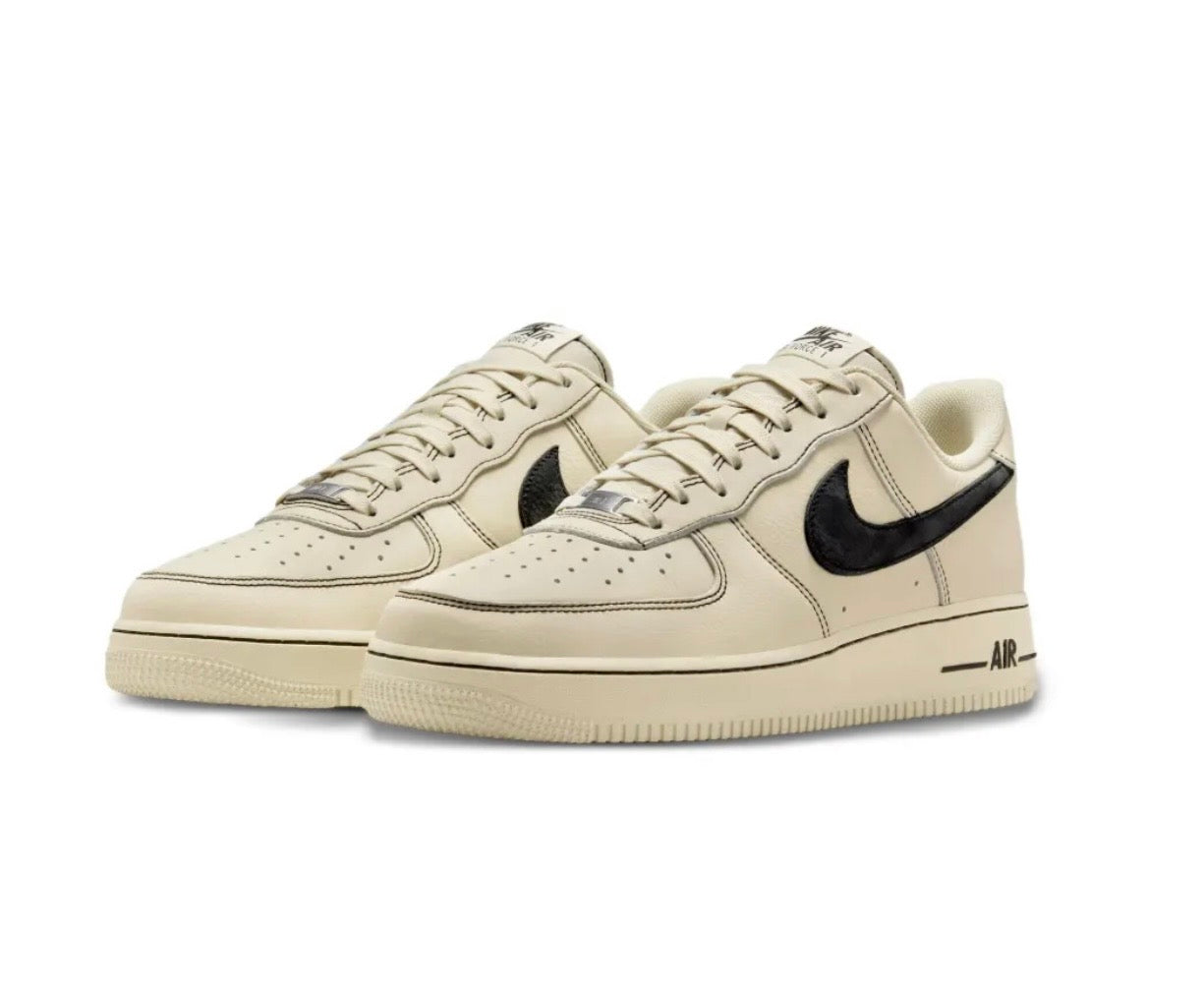 Nike Air Force 1 Cream Black Low Top Sneakers