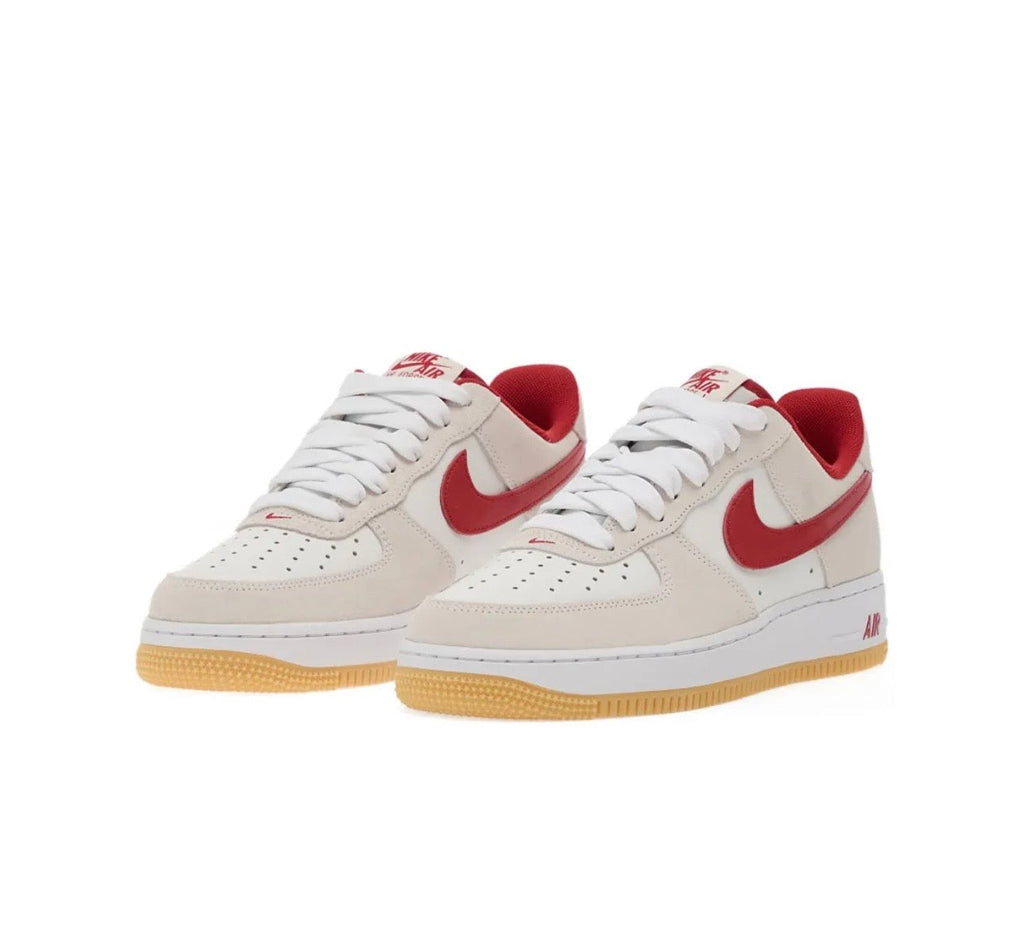 Nike Air Force 1 Cream Red Low-Top Sneakers