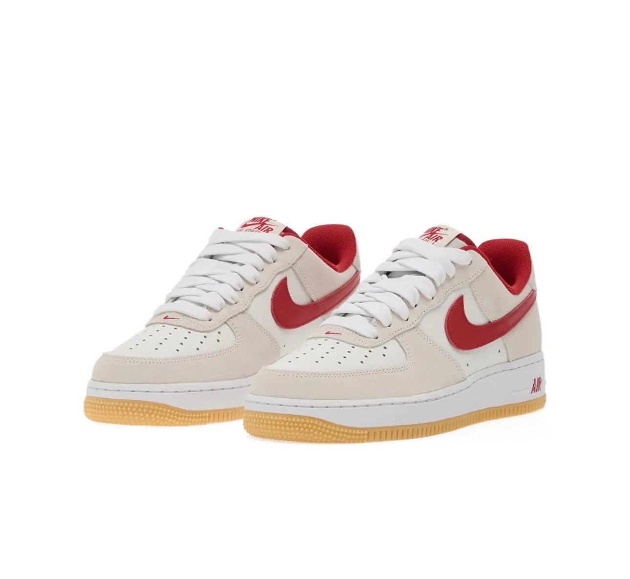Nike Air Force 1 Cream Red Low-Top Sneakers
