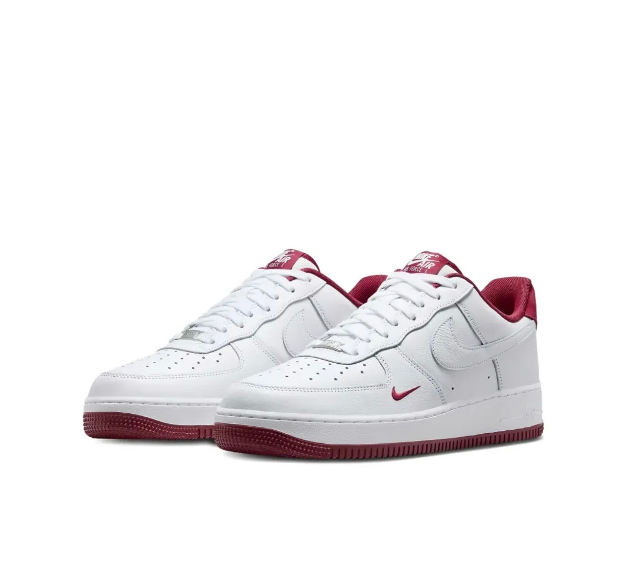 Nike Air Force 1 White Red Leather Casual Sneakers